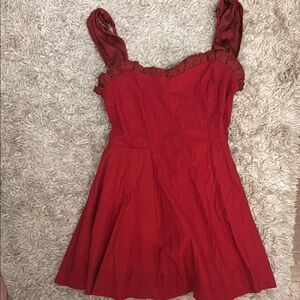 Free People Red Ruched Mini Sundress